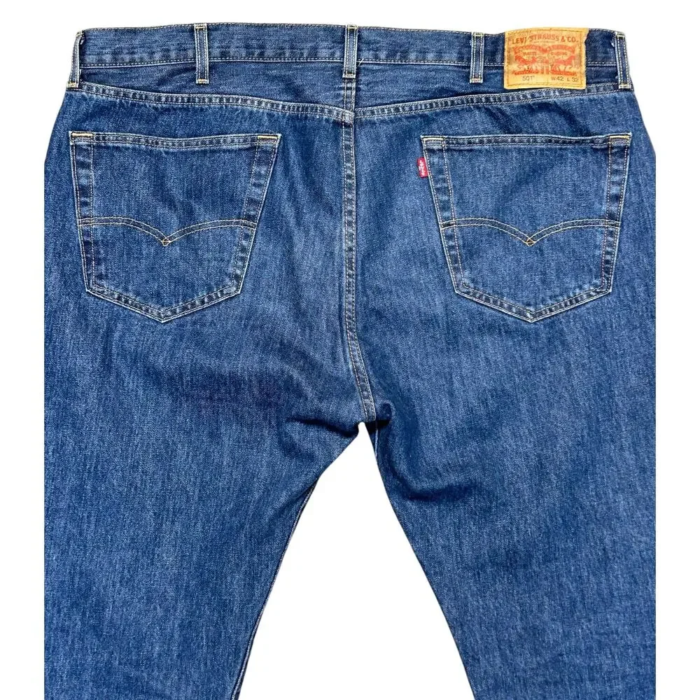 Levi’s 501 Jeans Men’s 42 x 32 Medium Wash Button‎ Fly Relaxed Straight Leg